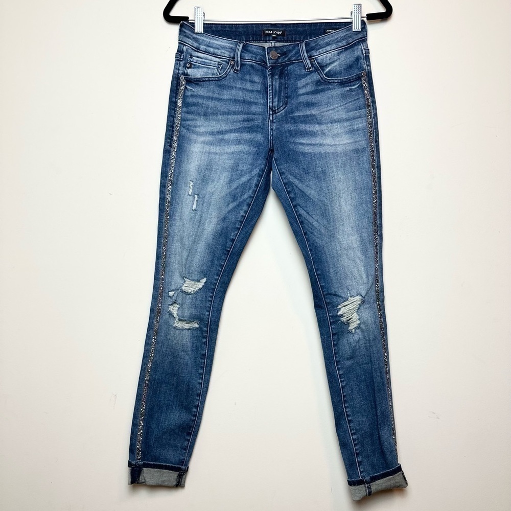 DEAR JOHN Glitter Striped Joyrich Comfort Skinny Jeans